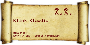 Klink Klaudia névjegykártya